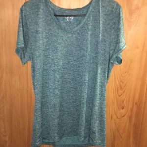 Teal polyester short sleeve athletic shirt